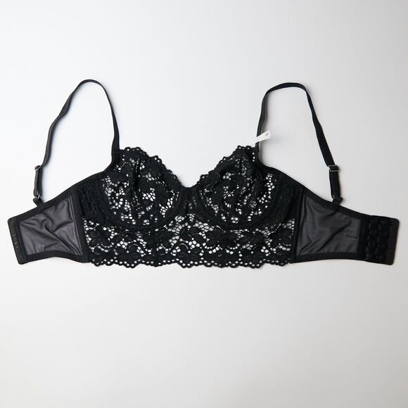 DKNY Classic Lace Longline Demi Bra Women's 32C Black Adjustable Underwire NWT - Picture 4 of 6